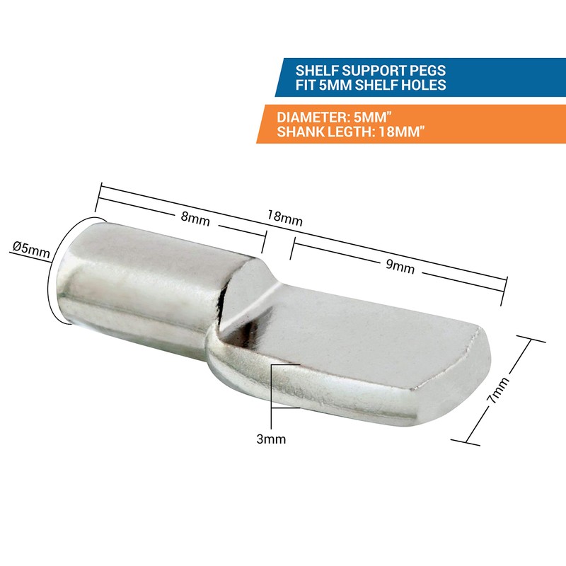 Pioneer 0947007-20 5mm Nickel Shelf Pin (Bag of 20) Handy