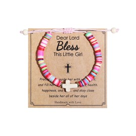 MMIUAEG Cross Stretchable Bracelets for Women,Christian Baptism First Communion Gifts Bracelet,Religious Catholic Christian Bracelet Jewelry-B