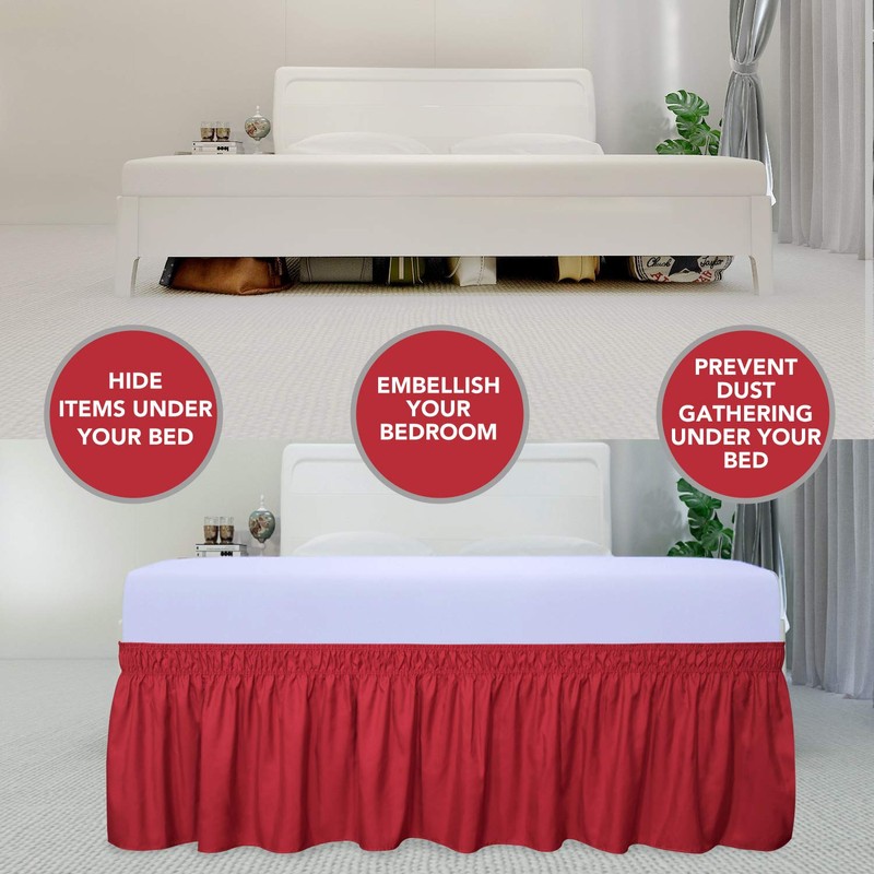 PureFit Wrap Around Ruffled Bed Skirt with Adjustable Elastic Belt