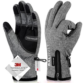 Balhvit -10℉ Waterproof Winter Gloves for Men & Women, Breathable Thermal Gloves, 5-Layer Touch Screen Cold Weather Gloves (XXL, Grey)
