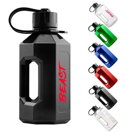 Alpha Designs | XXL Gym Water Bottle 2L | 2.4 Litre / 2400ml Large Jug | BPA Free & Leakproof Sports Keg | Eddie Hall 'Beast' Edition | Smoke