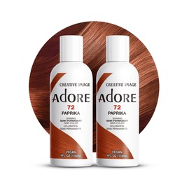 Adore Semi Permanent Hair Color (072 Paprika) | Vegan & Cruelty-Free Orange Hair Dye | No Ammonia, No Peroxide, No Alcohol | 4 Fl Oz Each (Pack of 2)