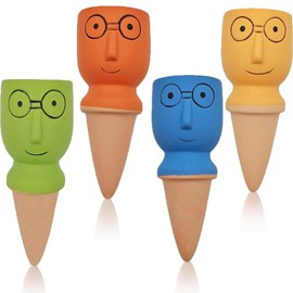 4 Pack Terracotta Watering Spikes, Self Watering Planter Insert, Plant Watering Devices, Automatic Irrigation Spikes, Perfect for Indoor Outdoor Plants(Glasses)