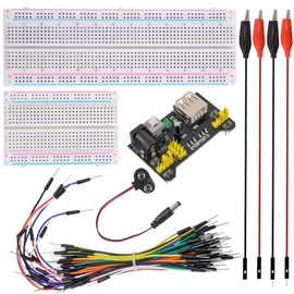 Minidodoca Breadboard Kit with Power Supply Module， Jumper Wires，Battery Clip，830 & 400 tie-Points Breadboard,Alligator Clip Test Leads