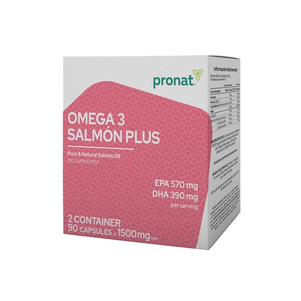 PRONAT DUO Omega 3 Salmn Plus, Suplemento Alimenticio, 180 Cpsulas