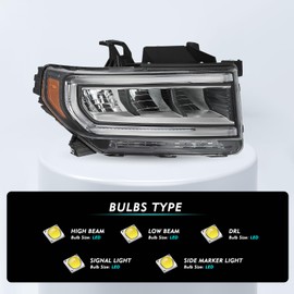 TUSDAR For 2020-2023 GMC Acadia Full Led Headlight Assembly SL|SLE|SLT|Denali SwitchBack Signal LED Headlamps Replacement Front Lamps RH Right Passenger Side