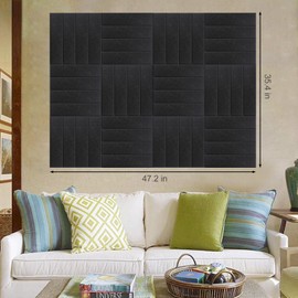 Large Cork Board Alternative 48" X 36" Bulletin Board - 12 Pack Removable Felt Wall Tiles, Cork Wall Tiles Bulletin Board Home Office Essentials - Black