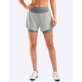 Bikewa Women's Mountain Bike Shorts 4D Padded Cycling Riding Road Biking Bicycle Biker Cycle Padding UPF 50+ Shorts for Women Zipper Pockets(Bright Grey,S)