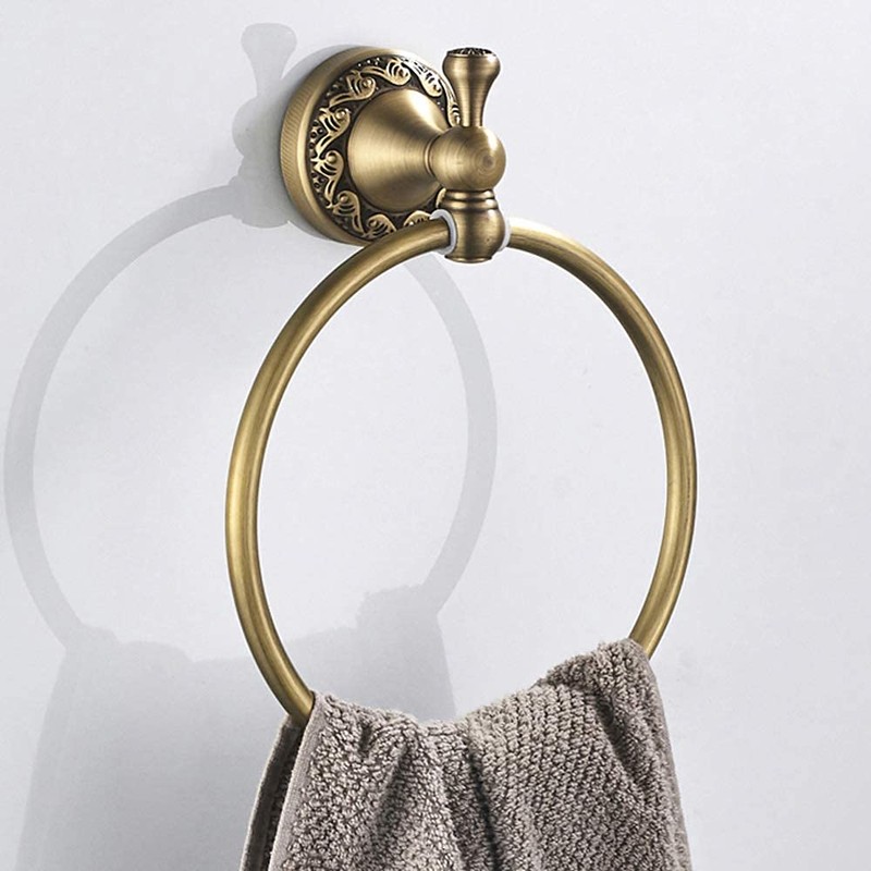 BATHSIR Antique Brass Towel Bar Set, Adjustable Bathroom Accessories Include
