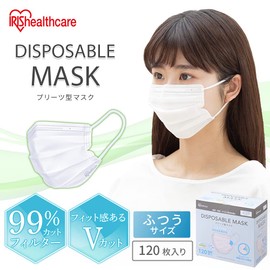 Iris Ohyama 20PN-120PM Masks, 120 Pieces, Disposable, Pleated Masks, Non-woven, Normal Size