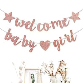 Welcome Baby Banner, Welcome Back Banner, Welcome Home Banner Decoration with Hearts, for Party Decoration, Party Decoration, Home, Baby, Birth Weclome Home (Pink)