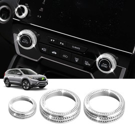 Canvcle Bling AC Air Conditioner Radio Knob Cover for Honda CR-V 2017-2022 CRV Multimedia Screen Audio Volume Climate Knob Button Cover Trim Ring CRV Bling Car Accessories Interiors 3PCS