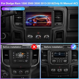 Solvitek Car Stereo for Dodge RAM 1500 2500 3500 2013 2014 2015 2016 2017 2018(Only fit Manual AC) with Wireless CarPlay and Android Auto,9'' Android Touch Screen Radio Replacement,2G Ram 64G ROM