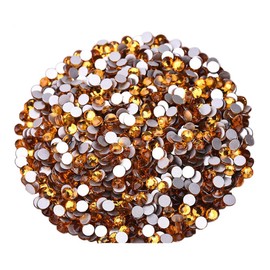 Jollin Glue Fix Crystal Flatback Rhinestones Glass Diamantes Gems for Nail Art Crafts Decorations Clothes Shoes(ss40 144pcs, Topaz)