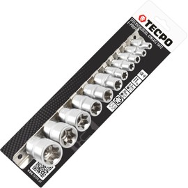TECPO External Torx Socket Spanner Set, 11-Piece 1/4 Inch and 3/8 Inch Drive Torx Sockets Key E-Profile Wrench Insert Nut Set E4, E5, E6, E7, E8, E10, E12, E14, E16, E18, E20