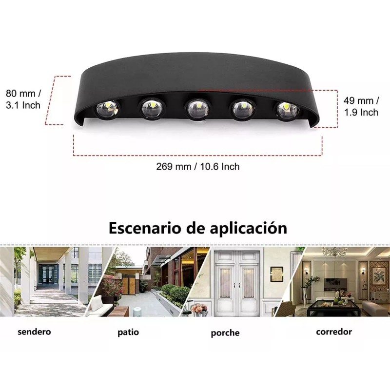 CL Lampara Arbotante De Pared 10w Calida De Interior Y