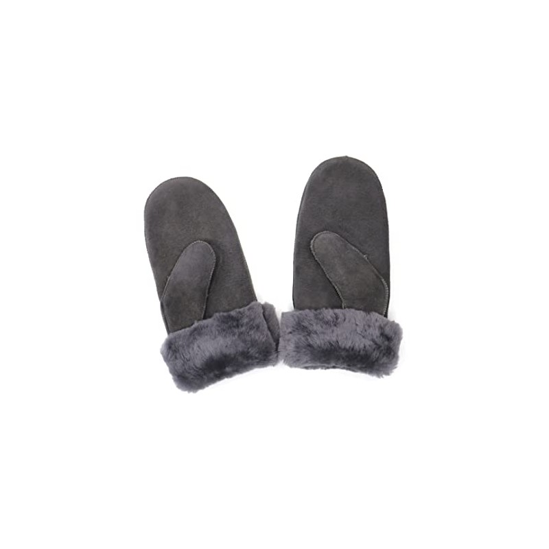 SUPER s6x Lambskin Gloves Mittens Merino Lambskin Dark Grey Ladies
