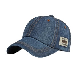 S.T.S.G Cap, Hat, Denim, Logo, Denim Cap, One Size Fits Most, Outdoor, Casual, UV Rays, Simple, indigo blue