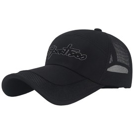 White Fang CA796 Plain Brim Mesh Cap, Hat, Outdoor, Fishing, Golf, Women's, Men's,, Black