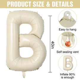 Letter Balloons Beige,40 Inch Large BRIDE Letter Balloons,5Pcs Alphabet Foil Balloons,Big Aluminum BRIDE Word Balloons Helium for Engagement,Bachelorette,Anniversary,Wedding Party Supplies Decorations