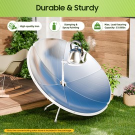 CheriMuMu Solar Cooker Parabolic Sun Oven, Portable Concentrating Solar Cooker, 1.5m Diameter Camping Outdoor Solar Cooker for Solar Heating, Visual Education or Diy Solar Concentrator (800-1000°C)