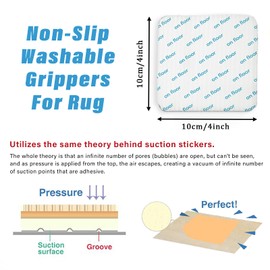Non Slip Washable Grippers For Rug, Rug Pads Grippers, New Materials to Anti Curling Rug Pad : Keep Your Rug in Place & Make Corner Flat and Easily Peel Off (4 Pcs)