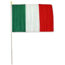 AES 12x18 12"x18" Italy Country Stick Flag 30" Wooden Staff