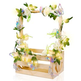 Wooden Baby Shower Crate Closet-Baby Shower Basket with String Lights Butterfly Welcome Gift Basket Wooden Crate for Baby Gift Basket Newborn Boys Girls Pregnancy Gifts-Small Baby Shower Gifts