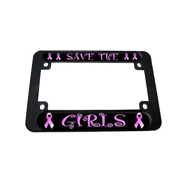GRAPHICS & MORE Save The Girls - Breast Cancer Awareness Ribbon Motorcycle License Plate Frame