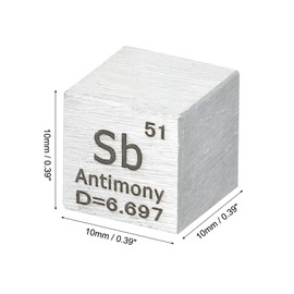 PATIKIL Antimonwürfel, 10mm Sb-Dichte Würfel Hochdichter Elementwürfel Einzigartiger Metallwürfel Periodensystem der Elemente Sammlungen Laborexperiment Lehrer Wissenschaftliche Klassen