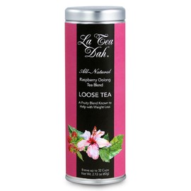 Raspberry Oolong Tea by La Tea Dah, Raspberry Loose Leaf Tea with Cranberry, Apple and Hibiscus, 32 Servings, Contains Caffeine (1.51oz)
