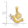 Solid 14k Yellow & White Two Tone Gold Peace Dove
