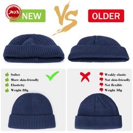 NEOLA Beanie Hat Men - Fisherman Beanie Trawler Beanie Knitted Cuffed Winter Hat Skullcap Gifts for Men UK Navy