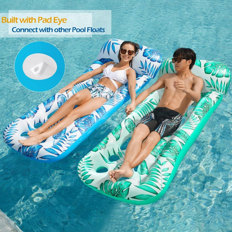 Jasonwell Inflatable Pool Float Lounge - 2 Pack Floaties Rafts