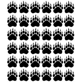 VWAQ Bear Paw Print Floor Decals - Peel and Stick Footprint Wall Decals - 36 PCS (Black)