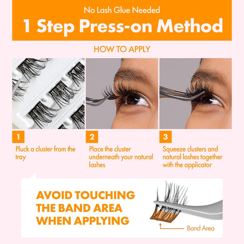 i-ENVY Press&Go Lash Applicator Tool, Nonstick Cluster Eyelash Tweezers for