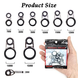 CHENNAN 9 Stück Angelrute Führungs Ring, Rutenringe Reparatur, Angelrutenführungen Keramik Endring Set, Köder-Angelruten-Führungsringe, Keramik Angelrute Pole Guide Ring Set Zubehör (Schwarz)