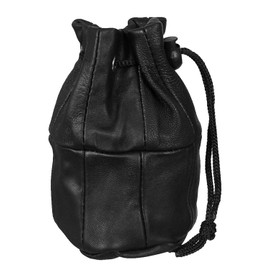 Real Leather Black Drawstring Bag Purse Pouch Money Coin Holder Unisex Gent Ladies