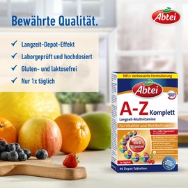 Abtei Vitamine & Mineralstoff Trio – 3er Set – Abtei A-Z Komplett, Abtei B-Komplex Forte, Abtei Magnesium 500 Plus – Für Wohlbefinden und Vitalität