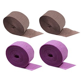 Special Edition Crepe Paper Streamer Party Rolls (Darkwood Brown + Orchid, 4 Rolls)