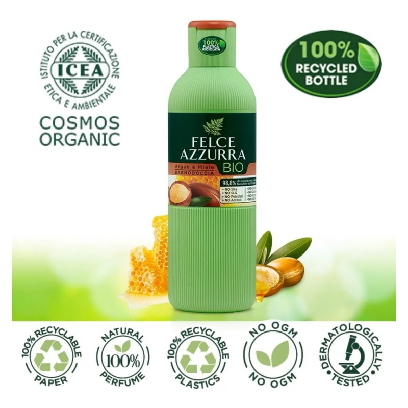 Shampoo Corporal Orgánico Hecho En Italia Unisex Argan Miel