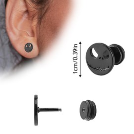 Tabanzhe Skull Stud Earring-Punk Skeleton Stainless Steel Earrings Men Boys Hiphop Ear Stud Anti-Allergy Piercing Earrings with Screws Ear Buckles Novelty Jewellery Gifts