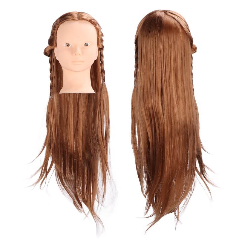 Long Hair Mannequin Head Light Brown Hairdresser Practice Training Head