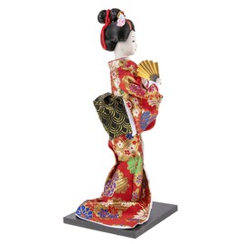 lachineuse - Japanese Doll Made of Red Kimono - Traditional Asian Doll 31 cm - Japanese Decoration Living Room - Geisha Figure - Handmade - Decorative House Asia Japan, Red
