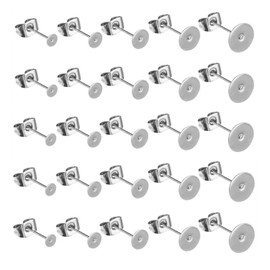 Alysee 200 Pieces 4mm Stainless Steel Earrings Posts Flat Pad with Butterfly Earring Backs for Earring Making Findings, Silver