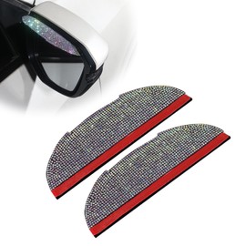 Car 2-PC Rear Mirror Rainproof Diamond Studded Rain Eyebrow Anti Reflective Car Universal Rearview Mirror Rainproof Plate (Multicolour)