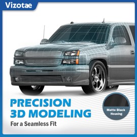 Vizotae Headlights for 2003-2007 Chevy Silverado 1500 2500 3500 1500HD 2500HD Headlamp, for 2003-2006 Avalanche 1500 2500 Driver & Passenger Side with Halogen Bulbs, Black