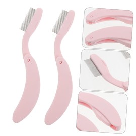 Ipetboom 2pcs Portable Eyebrow and Eyelash Grooming Tool Foldable Metal Comb Curved Handle for Makeup The Go for Travel and Outdoor Use