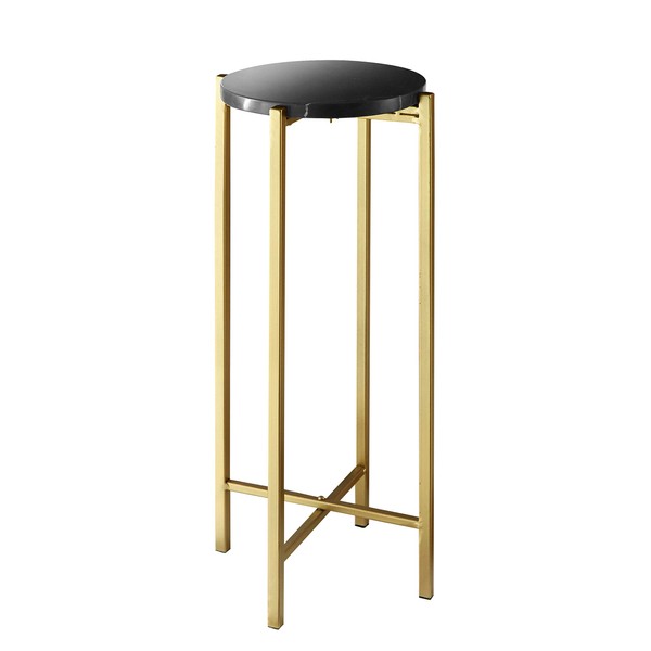 Urban Shop Marble Side Drink Table, Black ‎8.5 in x 8.5 in x 22.5 in