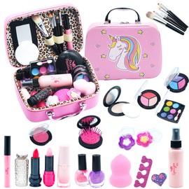 Children's Make-Up Set Girls, Washable Make-Up Children's Vanity Case Toy Children Makeup Set Role Play Cosmetic Toy Christmas Gift for Girls 4 5 6 7 8 9 10 11 12 Years
